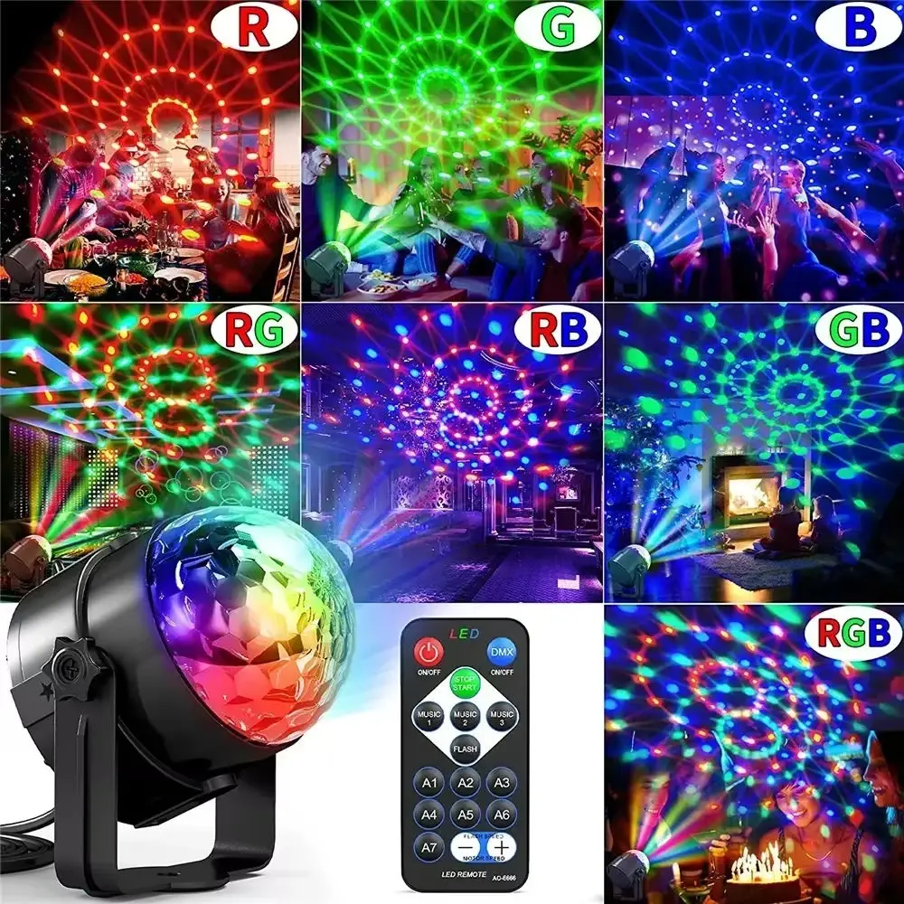 Mini Boule Disco RGB LED – Éclairage DJ Party Ambiance Colorée Contrôle Son