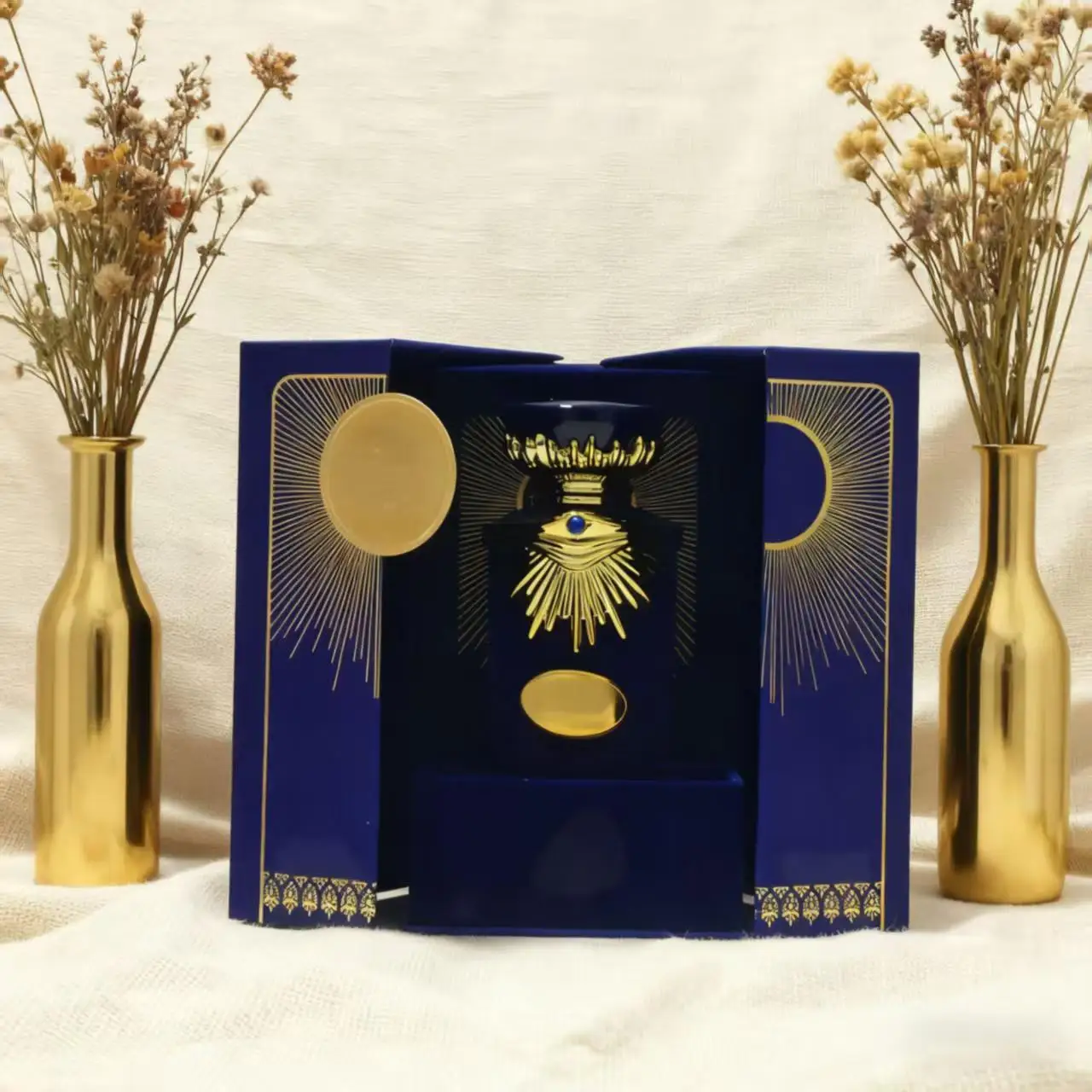 Boîte Cadeau Magnétique Luxe pour Parfum – Carton Bleu Personnalisé Haut de Gamme