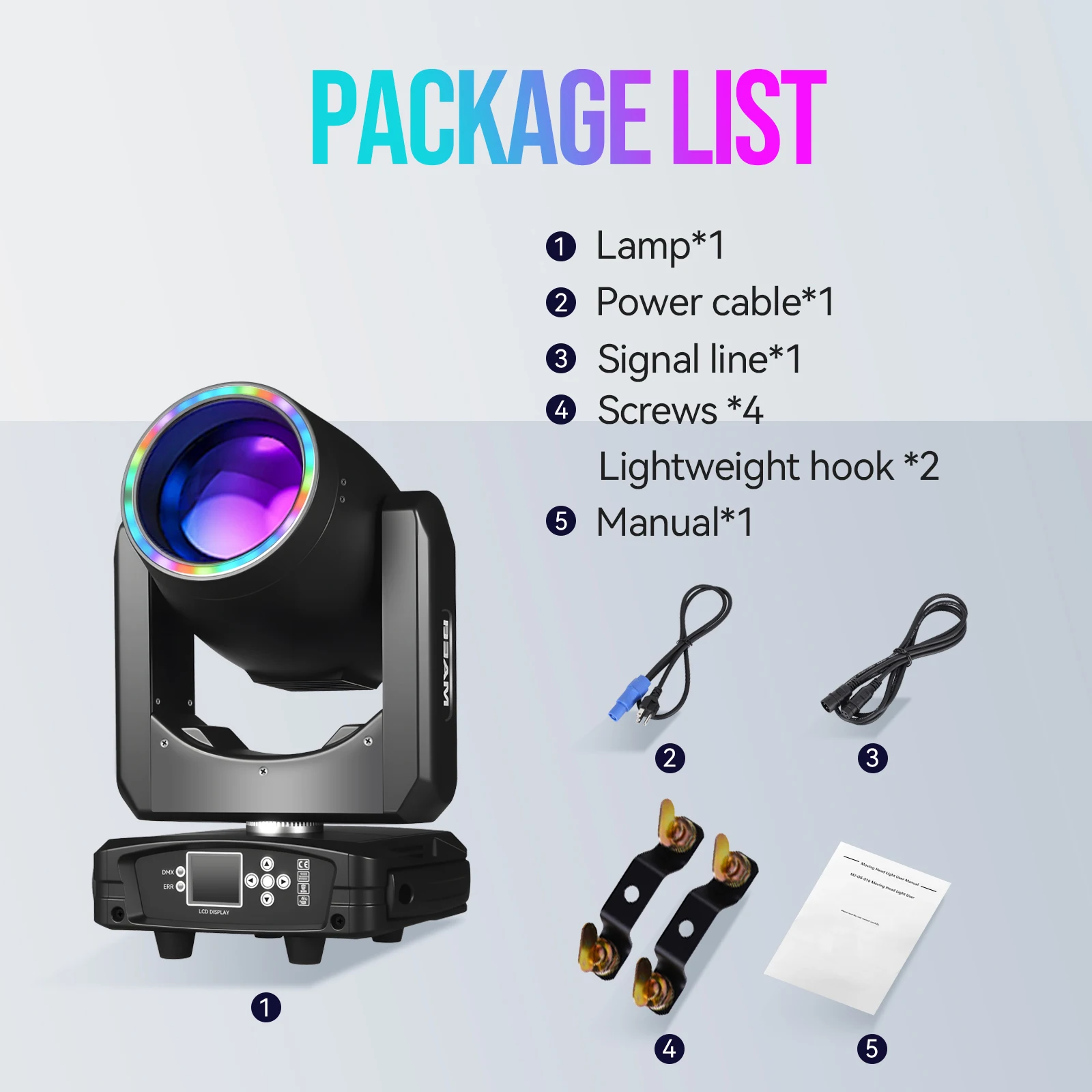Projecteur Tête Mobile MINGJIE 300W – 48 Prismes, 15 Gobos, DMX512, RGBW | Pro DJ Mariage Soirée