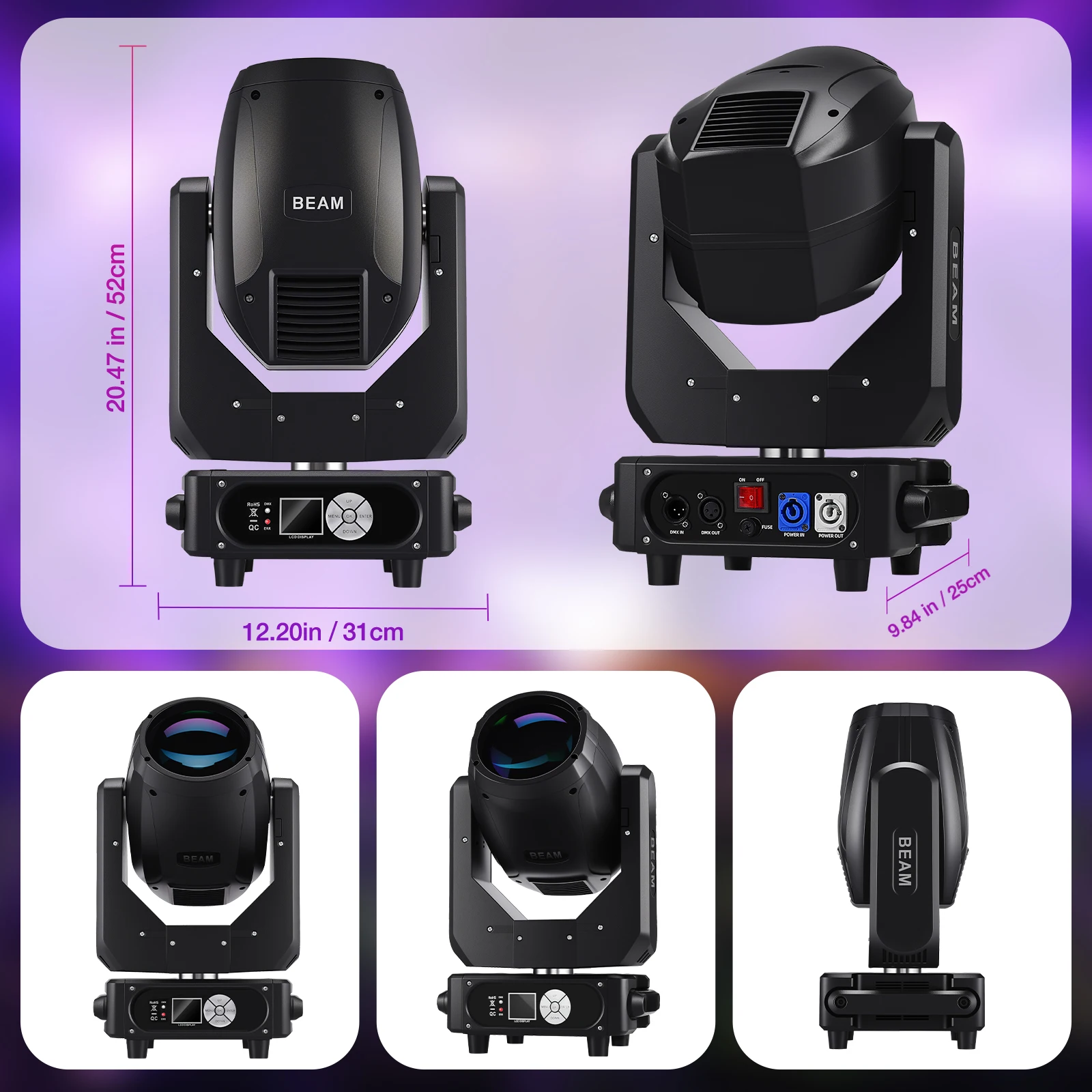 Éclairage LED Lyre Moving Head 350W RGBW 16 Canaux 14 Effets DJ Discothèque Mariage + Flight Case
