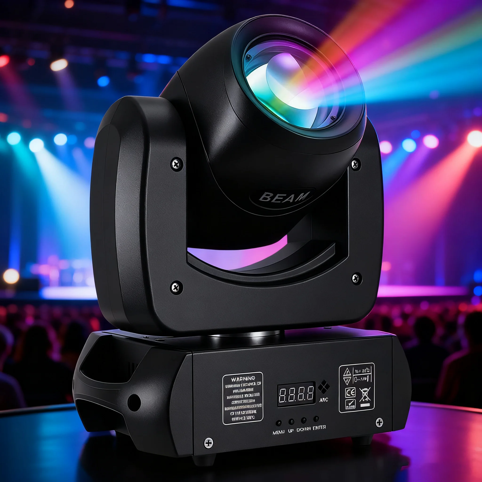 Projecteur Lyre Mobile MINGJIE 120W – Prisme 18 Facettes, 8 Gobos, 8 Couleurs RGBW, DMX512