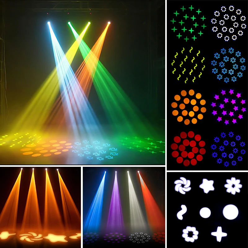 Projecteur Lyre Mobile MINGJIE 120W – Prisme 18 Facettes, 8 Gobos, 8 Couleurs RGBW, DMX512