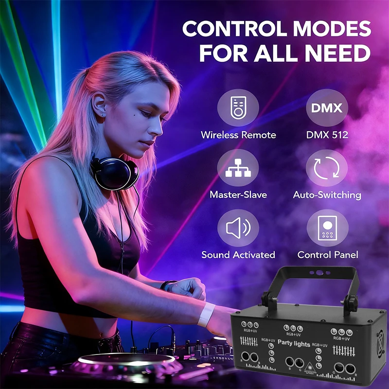 Wuzstar Lumière Laser LED RGB 21 Yeux – Jeux de Lumières DJ Soirée Mariage Club