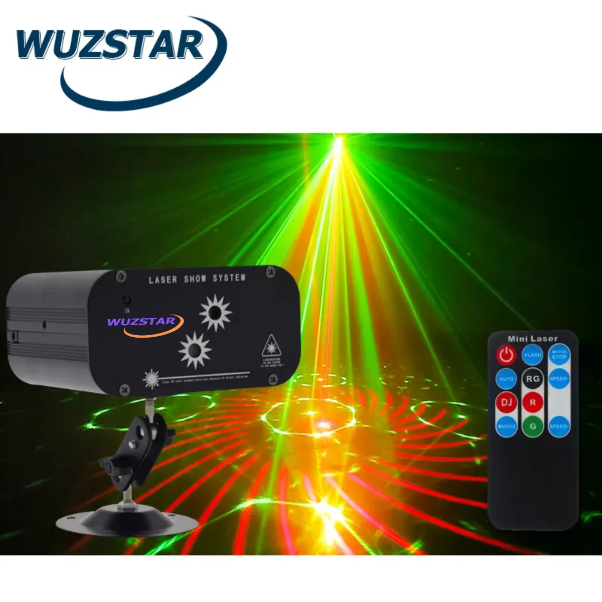 Projecteur Laser DJ DiscoLaser 48 Effets RVB Télécommande Stroboscope Son Bar Club Fête Noël