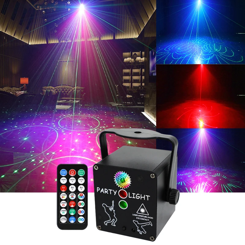 Mini Projecteur Laser RGB 3 Trous – Lumière Disco Portable pour Fête, Noël & Scène