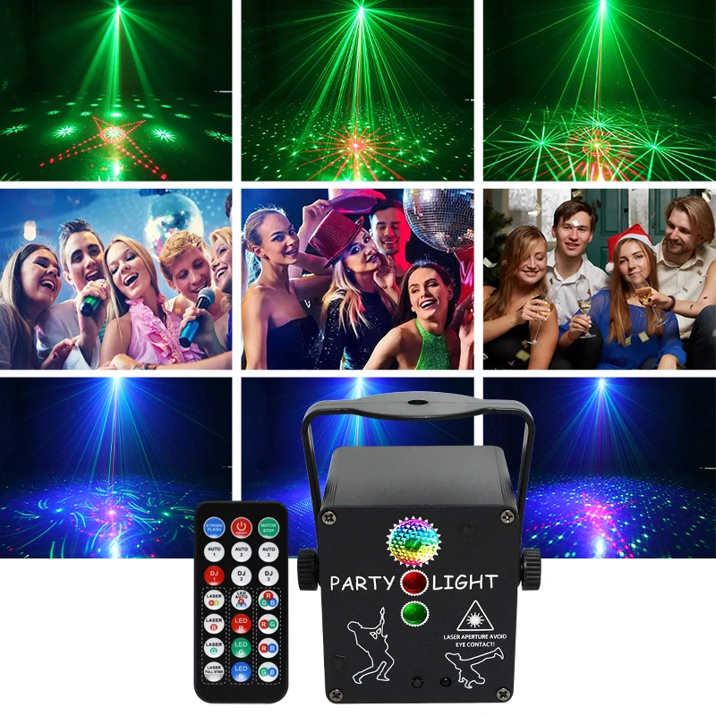 Mini Projecteur Laser RGB 3 Trous – Lumière Disco Portable pour Fête, Noël & Scène