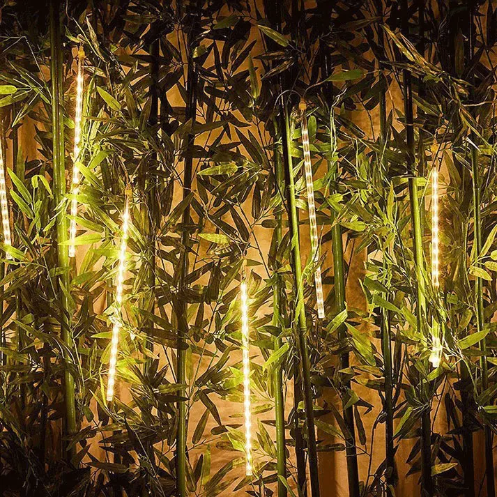 Guirlande Solaire Pluie de Météores 8 Tubes LED Blanc Chaud IP65 – Déco Jardin & Fêtes