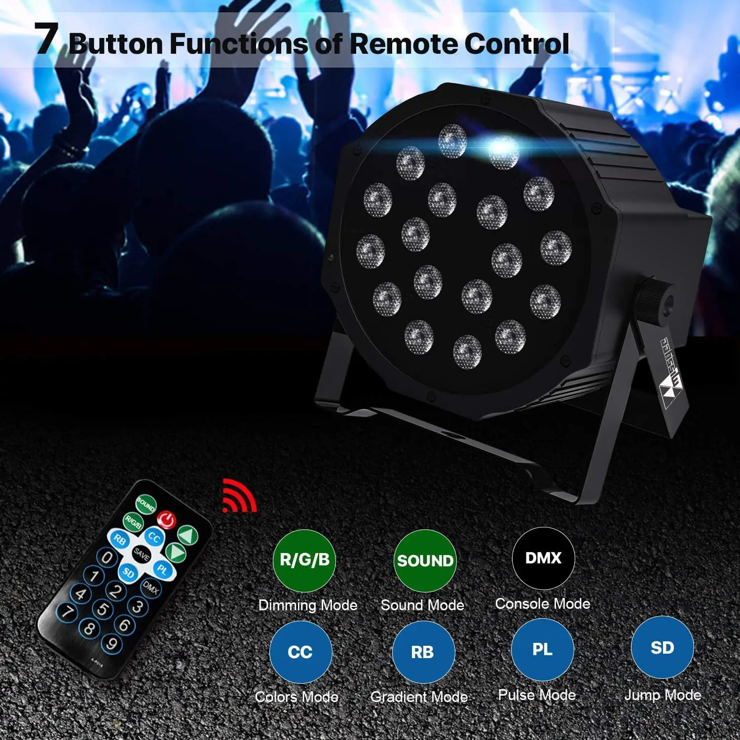 Projecteur LED PAR 18W RVB IP65 – Télécommande & DMX512 pour Scène, Mariage & Événements