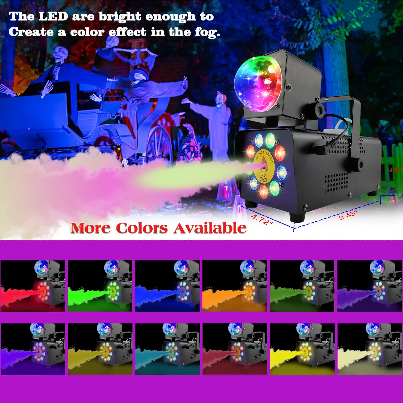 Machine à Fumée 500W avec Boule Disco RGB LED Stroboscopique – Télécommande incluse