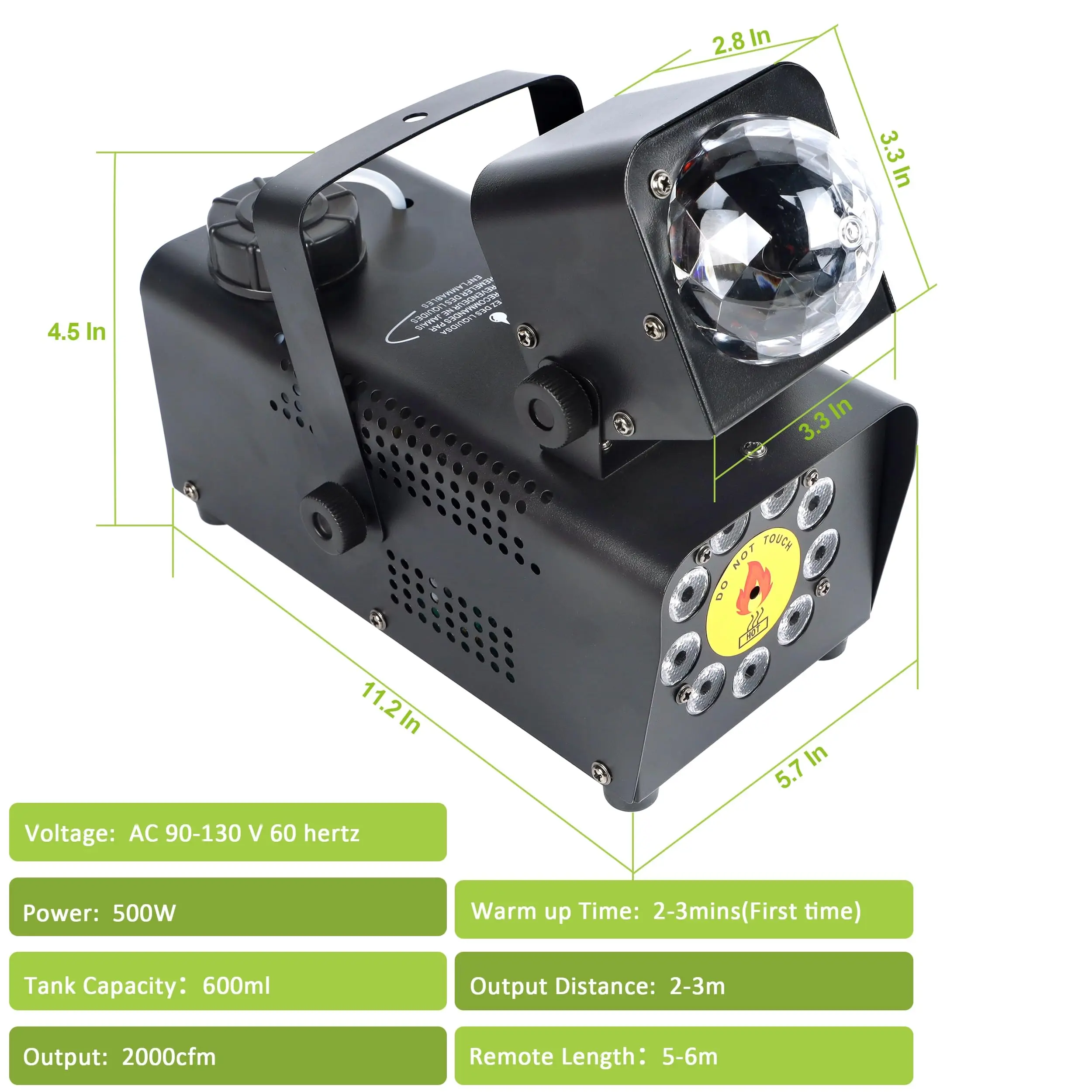 Machine à Fumée 500W avec Boule Disco RGB LED Stroboscopique – Télécommande incluse