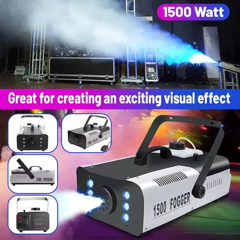 Machine à Fumée de Scène 1500W LED RGB + Télécommande | DJ, Mariage, Discothèque