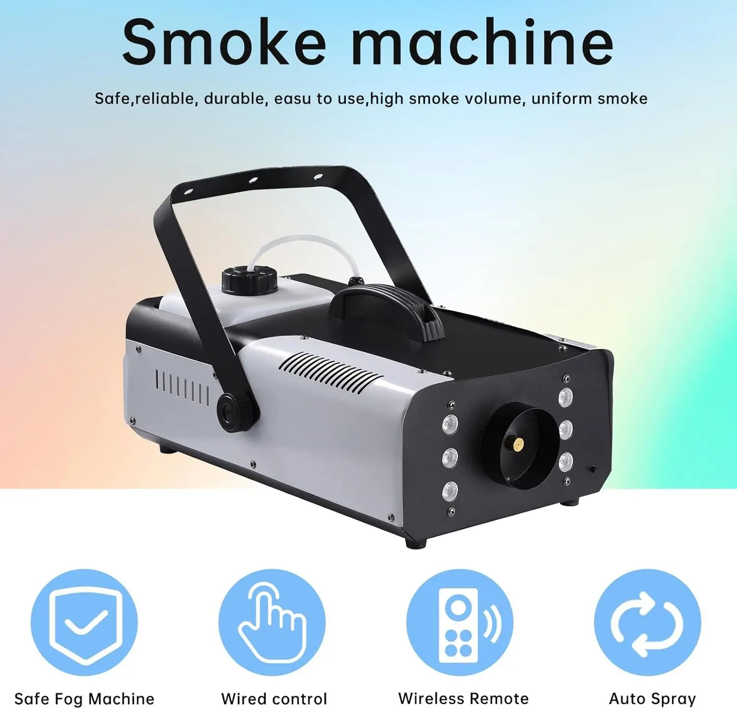 Machine à Fumée de Scène 1500W LED RGB + Télécommande | DJ, Mariage, Discothèque