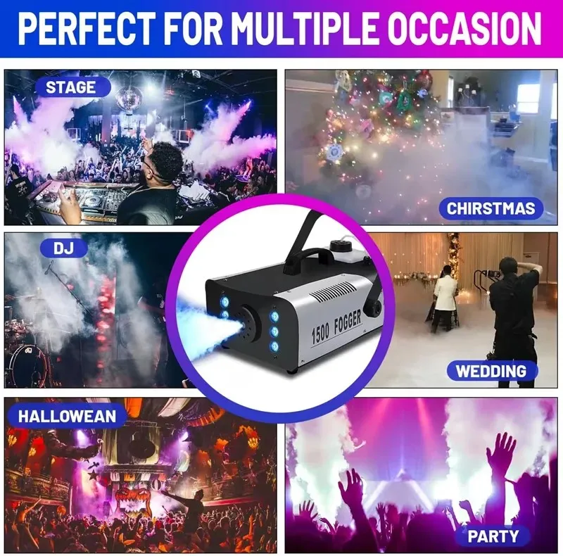 Machine à Fumée de Scène 1500W LED RGB + Télécommande | DJ, Mariage, Discothèque