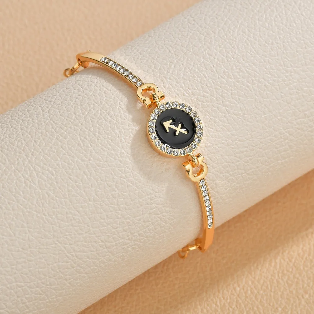 Bracelet chaîne zodiaque femme plaqué or avec pendentif zircon ovale – Style tendance