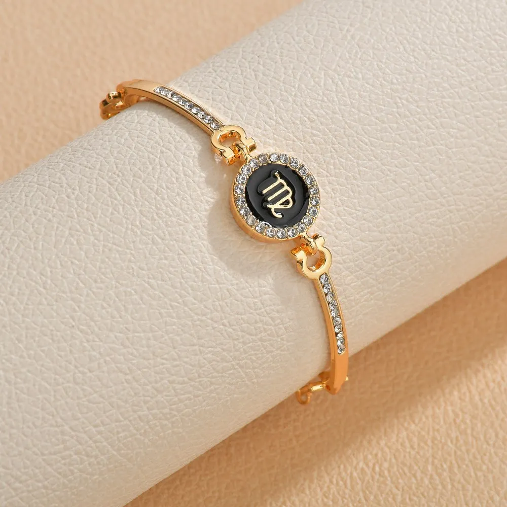 Bracelet chaîne zodiaque femme plaqué or avec pendentif zircon ovale – Style tendance