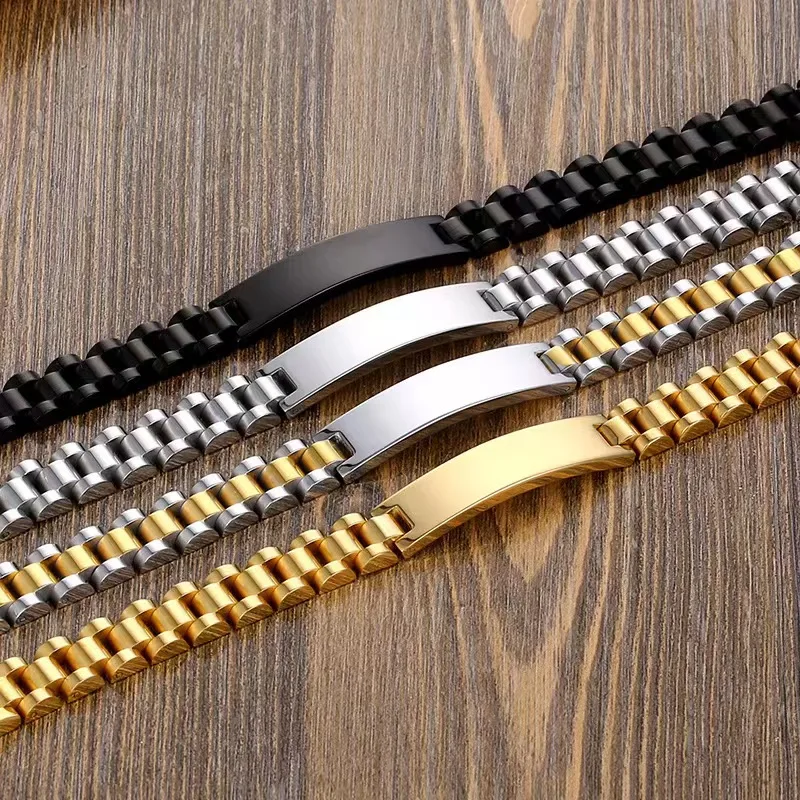 Bracelet Jonc Personnalisé en Acier Inoxydable pour Homme – Or, Argent, Noir