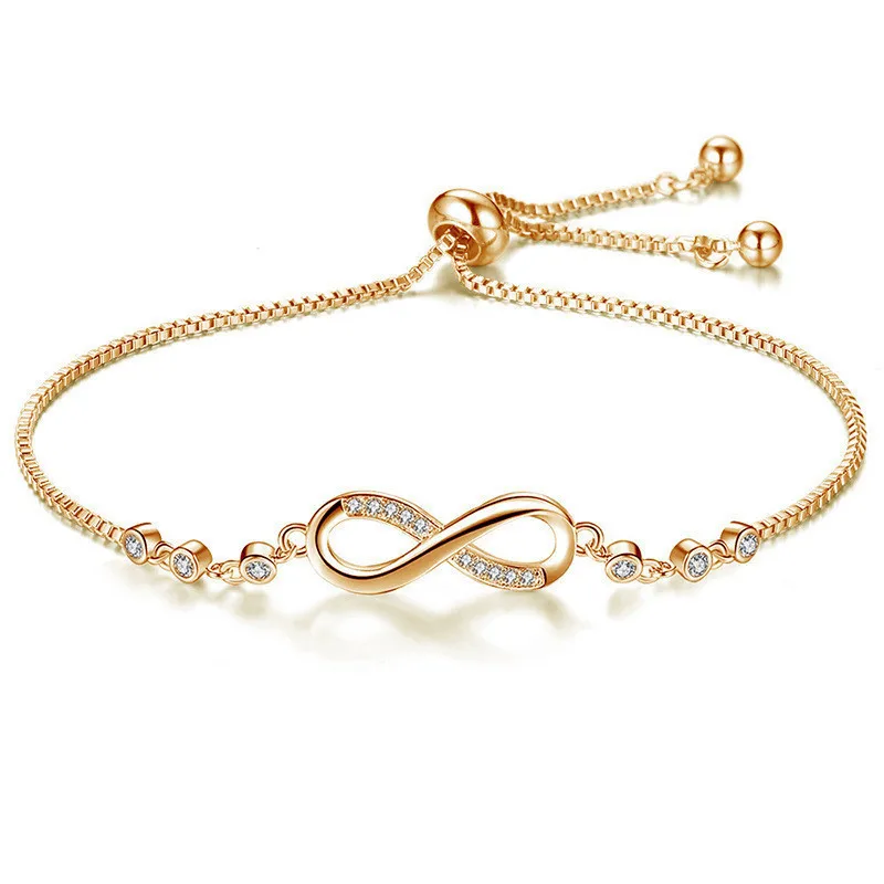 Bracelet Femme Cristal Strass Boucle 8 Réglable – Élégant & Tendance