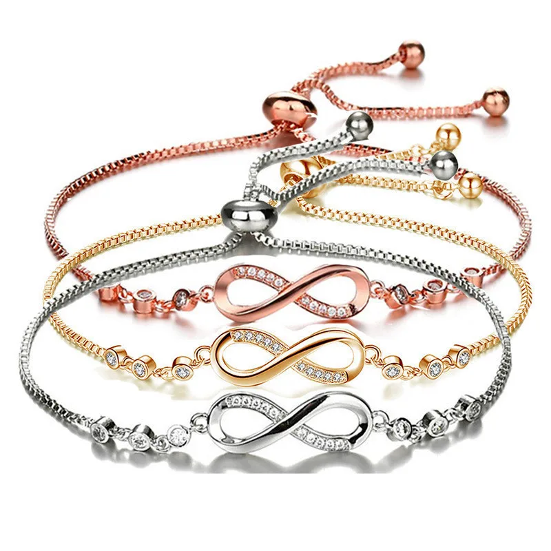 Bracelet Femme Cristal Strass Boucle 8 Réglable – Élégant & Tendance