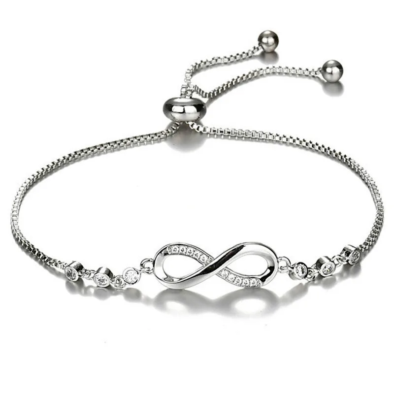 Bracelet Femme Cristal Strass Boucle 8 Réglable – Élégant & Tendance