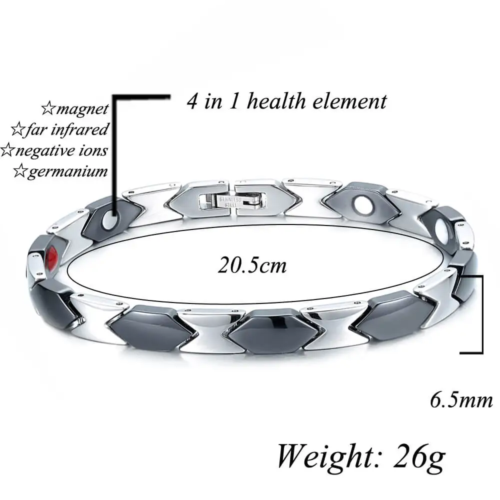 Bracelet Biomagnétique 4 en 1 Céramique & Acier Inoxydable pour Femme