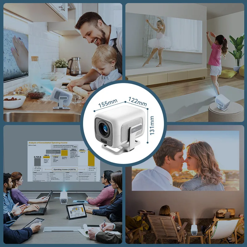 Yinzam YIN300 Mini Projecteur Full HD 1080p | WiFi6, BT5.4, Android 11, Focale Courte 0.8:1