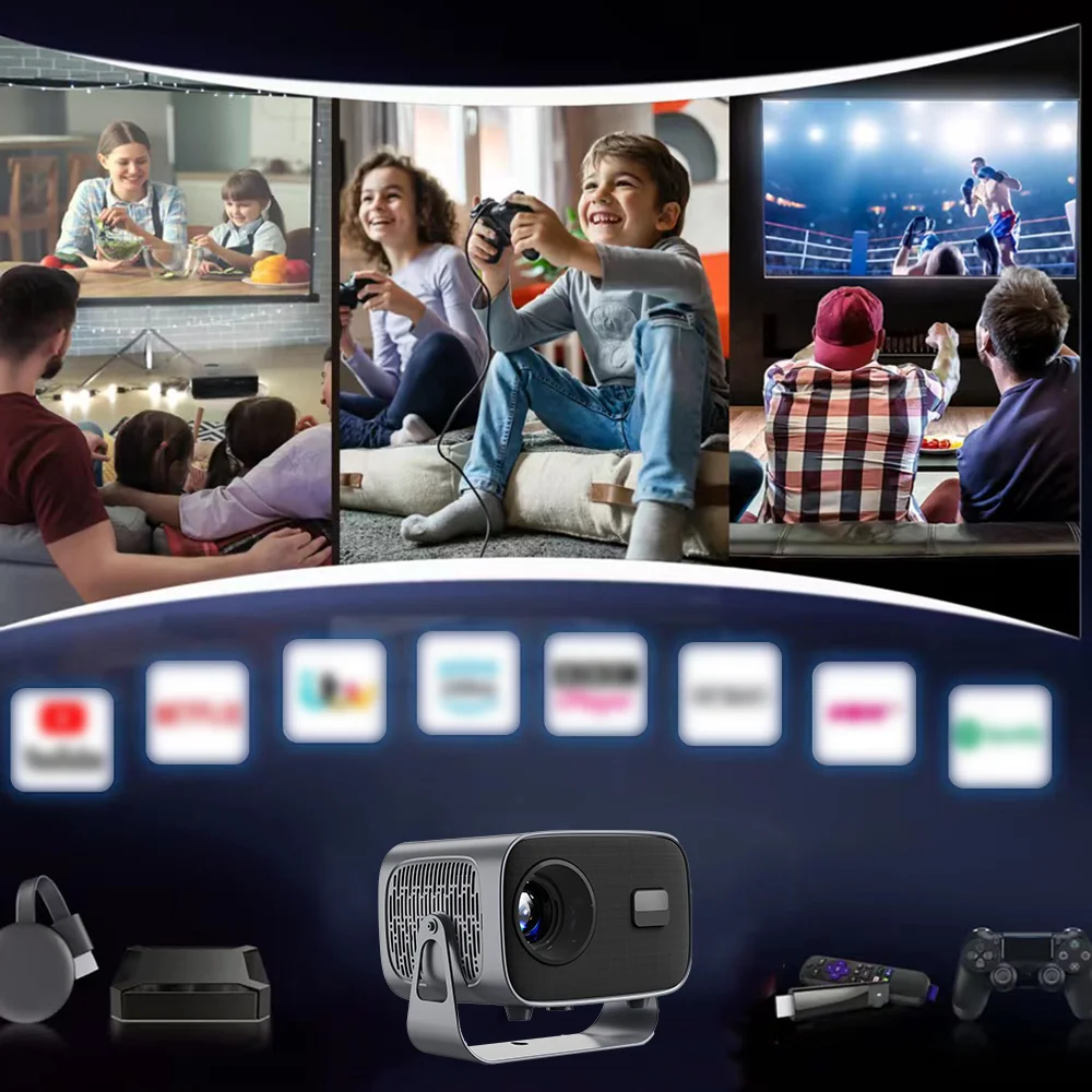 Projecteur A10 HD 720P Android 11 – 200 ANSI Lumens, WiFi, Haut-Parleur 5W, Écran 30-200"