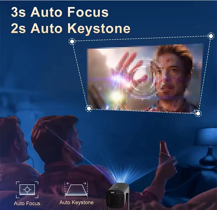 Projecteur JUNUO J2 720P Android 11 WiFi6 180 ANSI Lumens – Rotation 270° & Mise au Point Auto