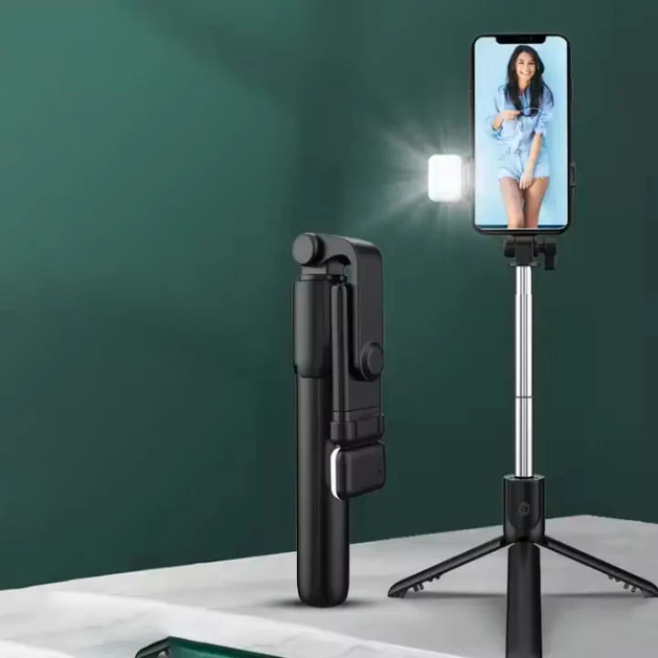Trépied Selfie Stick R1S avec Lumière LED & Télécommande Sans Fil – Aluminium Pliable