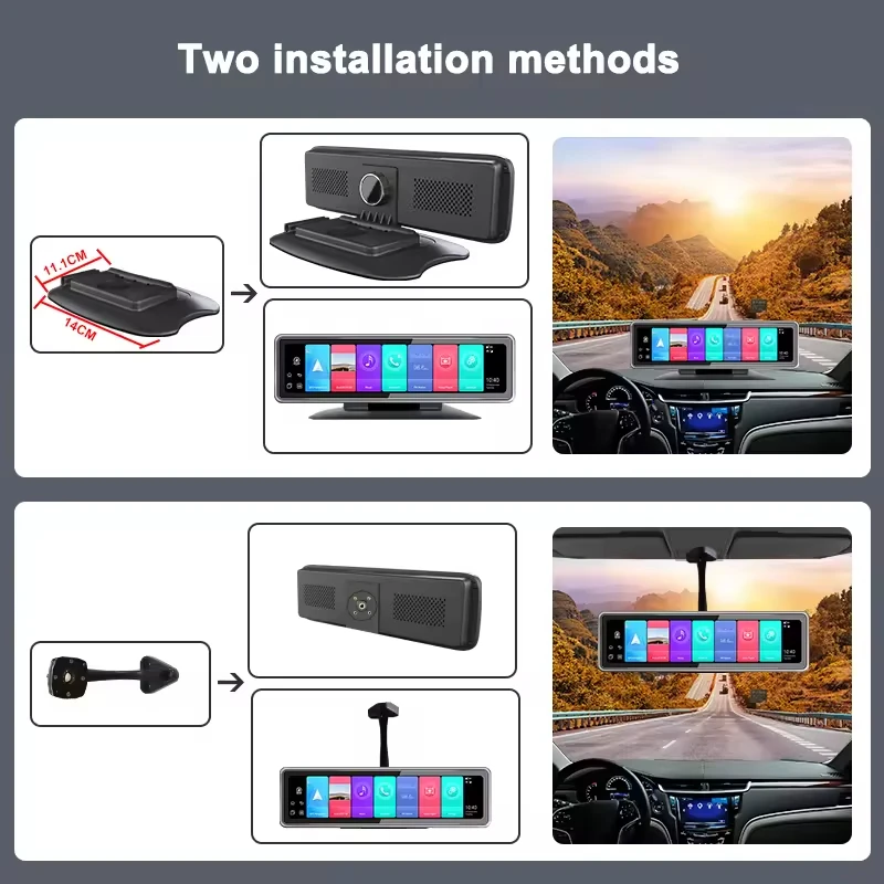 Caméra Rétroviseur 4G Android 12" Double Objectif ADAS GPS Vision Nocturne – Écran IPS Tactile