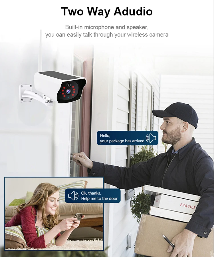 Caméra Solaire WiFi Extérieure BAYAO Y4P – 1080P HD, IP67, Vision Nocturne & Intercom