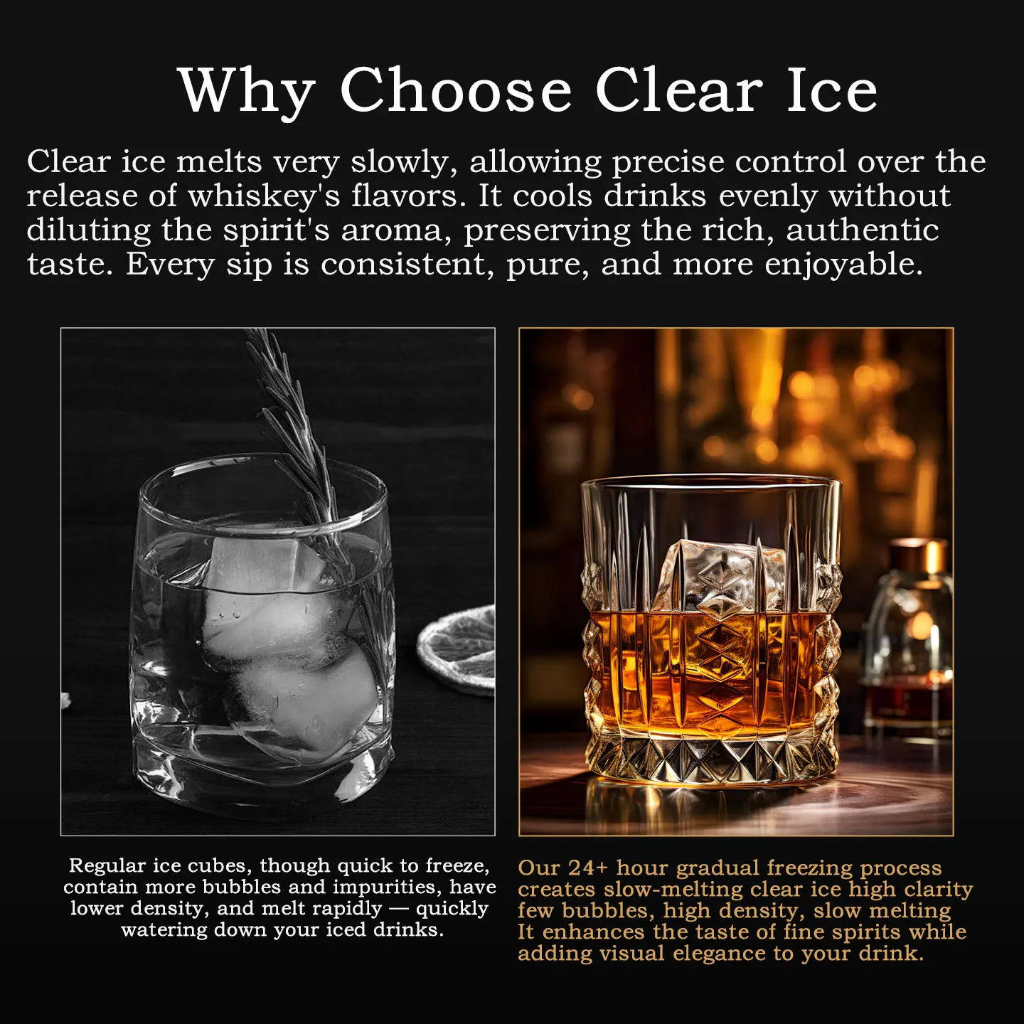 Moule à glaçons en silicone sans BPA – Glace transparente cristal pour whisky et bar