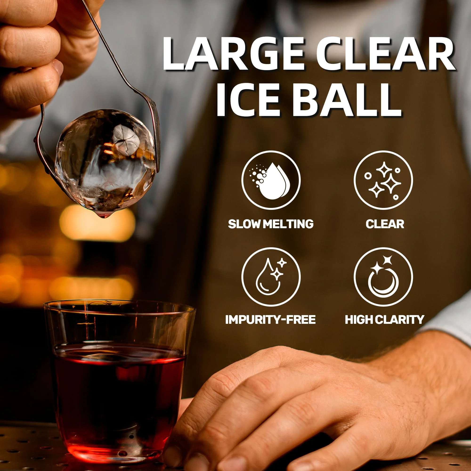 Moule à Glaçons en Silicone Alimentaire 64mm – Whisky & Cocktails