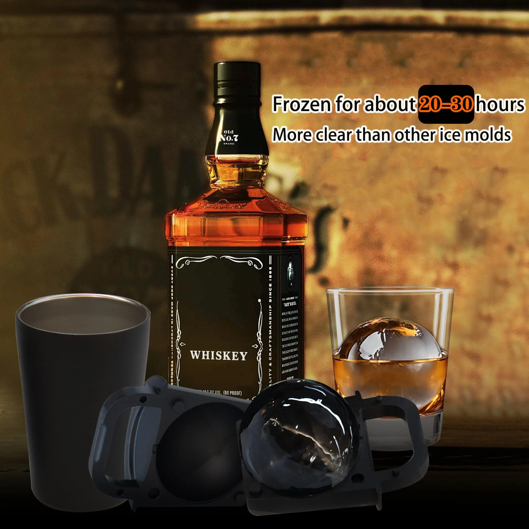 Moule à Glaçons en Silicone Alimentaire 64mm – Whisky & Cocktails
