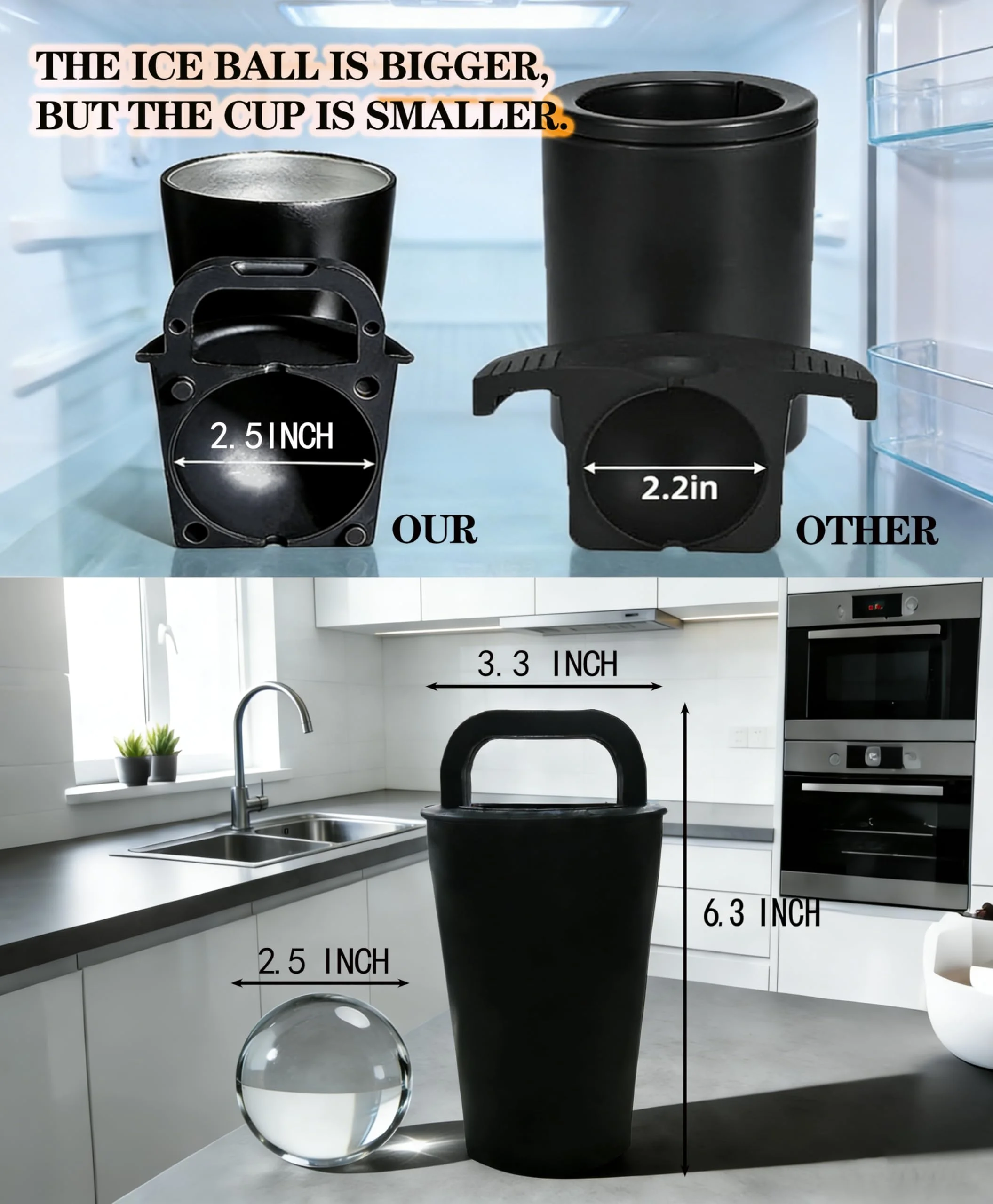 Moule à Glaçons en Silicone Alimentaire 64mm – Whisky & Cocktails