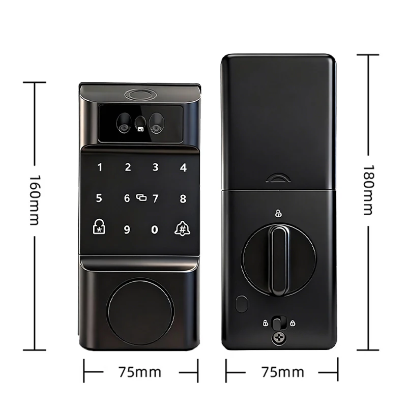 Serrure Intelligente XCZD M-2412B – Empreinte Digitale, Reconnaissance Faciale, Carte & Mot de Passe