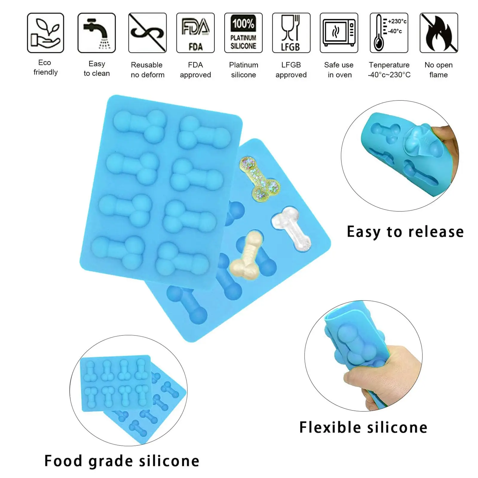 Moule Silicone Glaçons & Gâteaux Rectangulaire – DIY Anniversaire & Cocktails