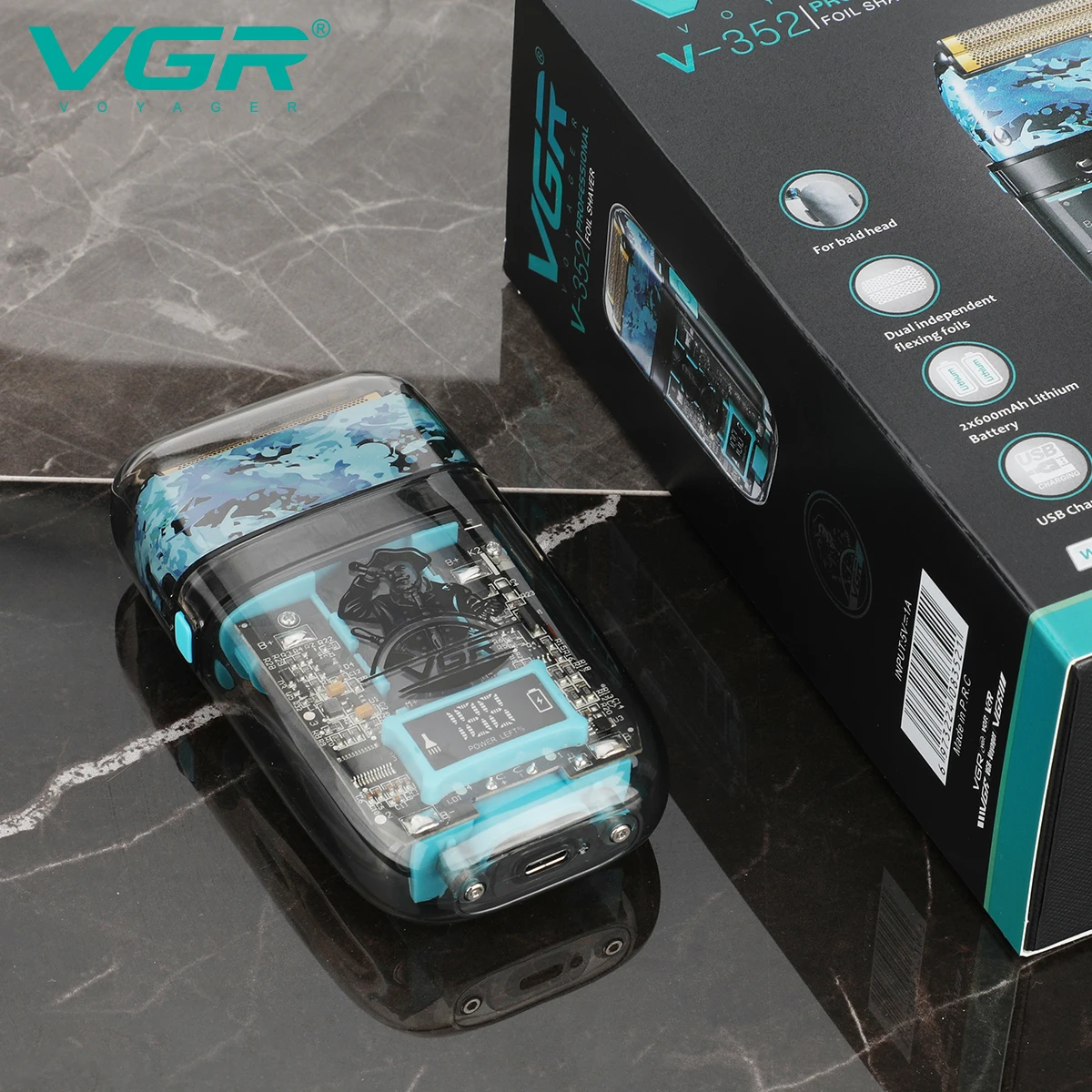 Rasoir Électrique VGR V-352 Double Lame – Étanche, Rechargeable USB, 120 min d'autonomie
