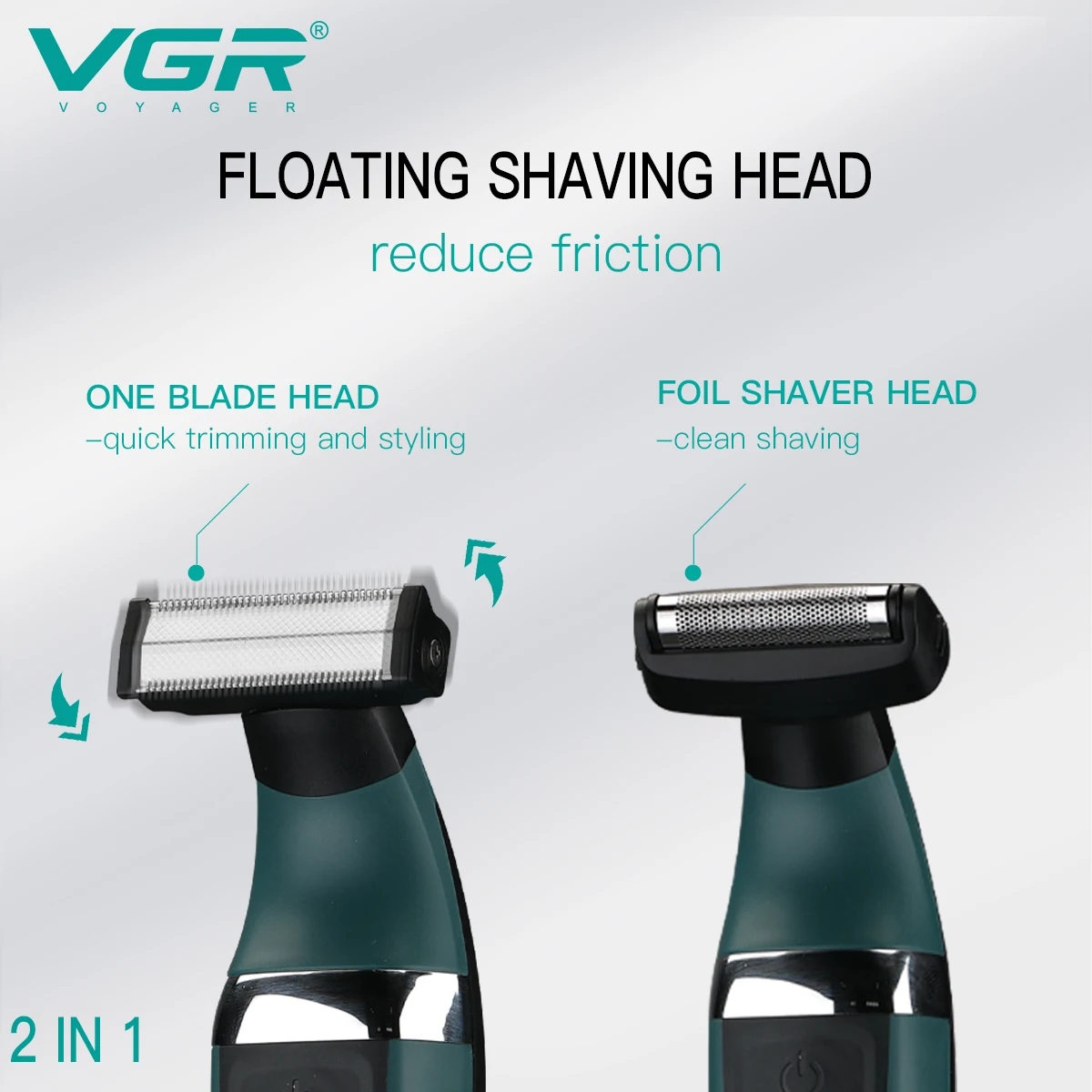 VGR V-393 Rasoir Électrique Rechargeable Double Lame Étanche – 90 min d'Autonomie