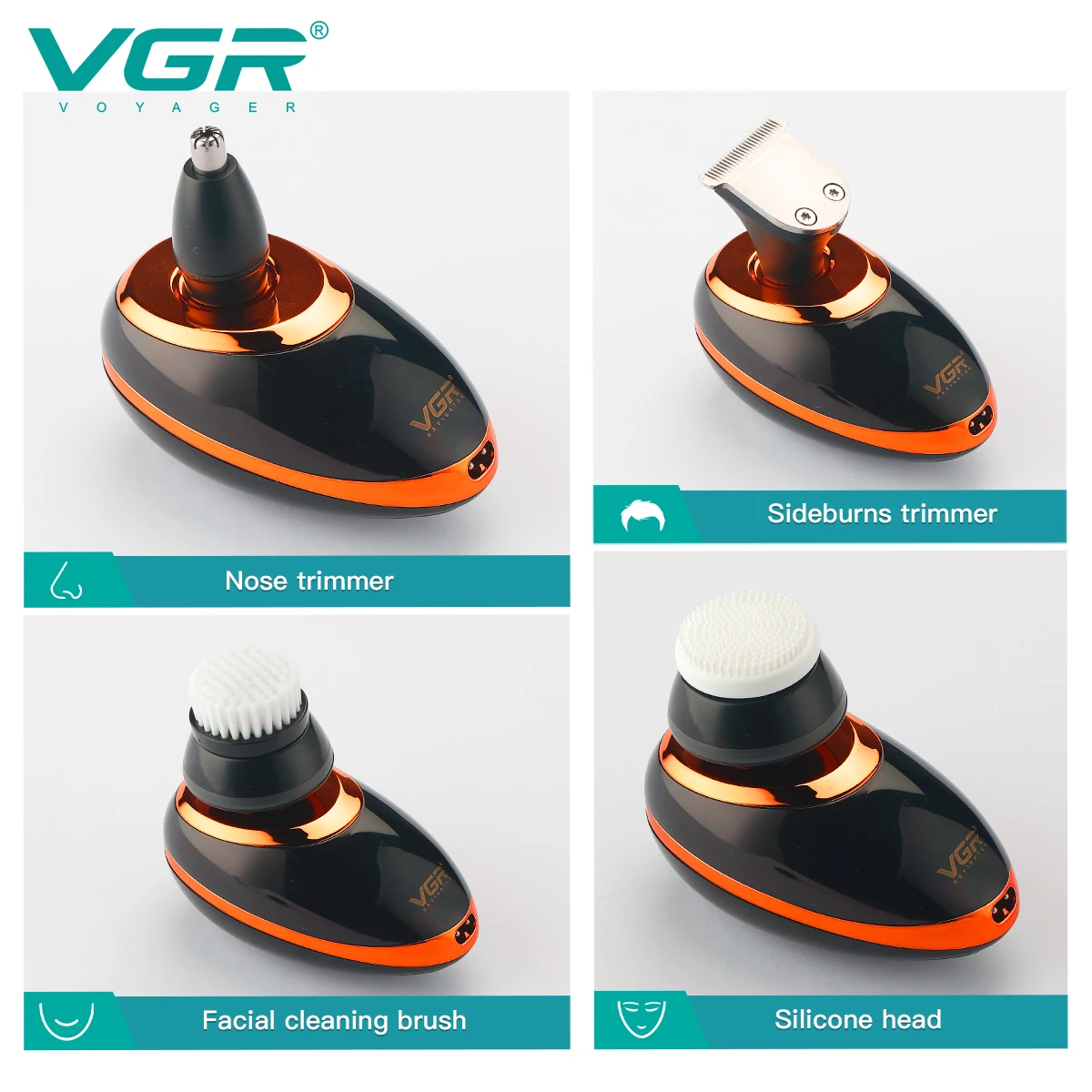 VGR V-316 Kit Toilettage 5-en-1 Rechargeable – Rasoir Électrique Multifonction pour Hommes