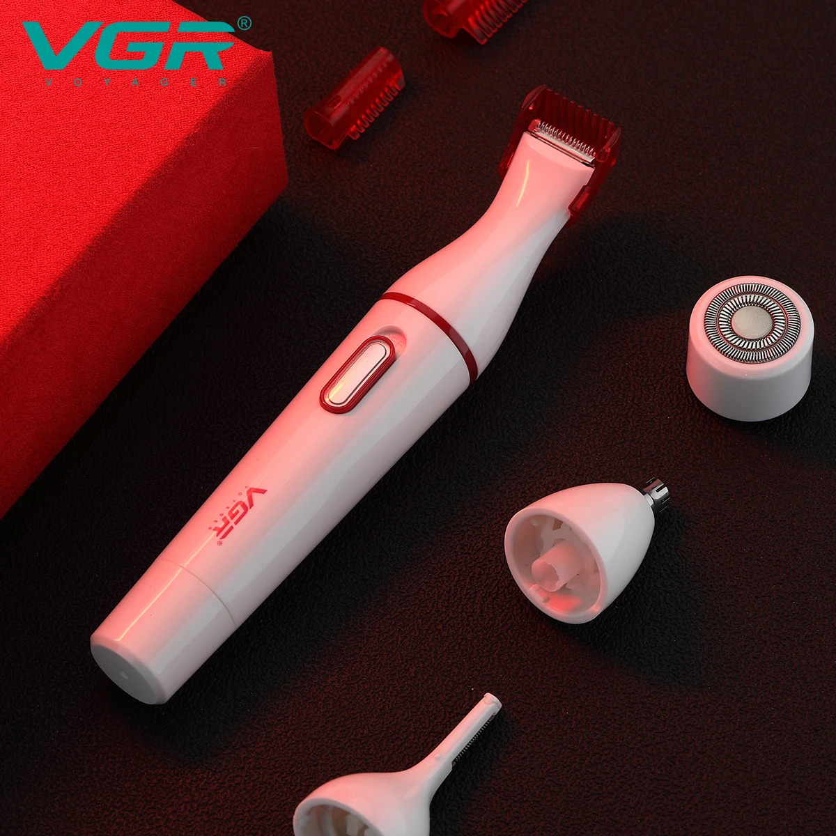 VGR V-725 Épilateur 4 en 1 Rechargeable Étanche – Tondeuse Sourcils, Nez & Corps pour Femme