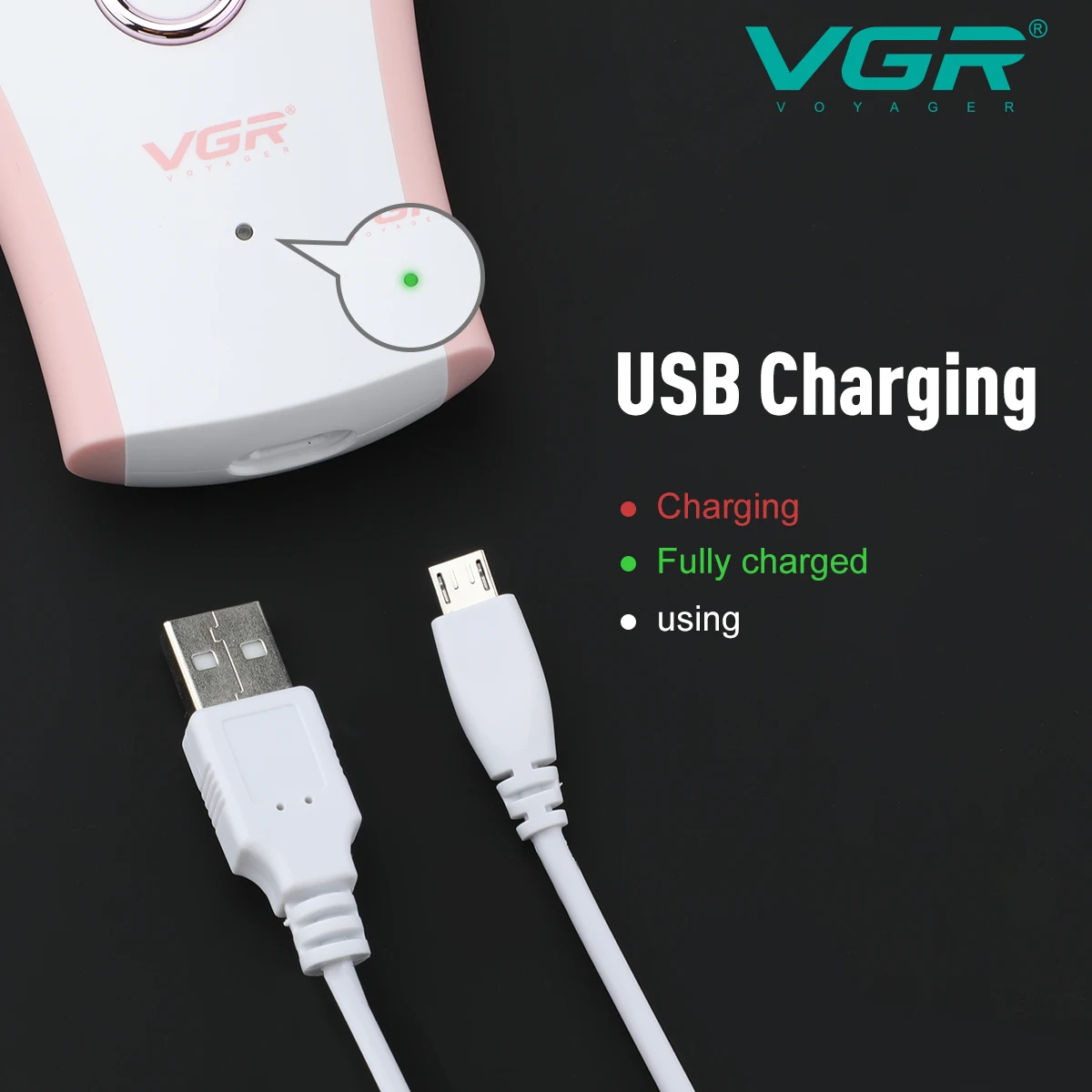 VGR V-705 Épilateur Électrique Rechargeable pour Femmes – Rasoir Corps Portable