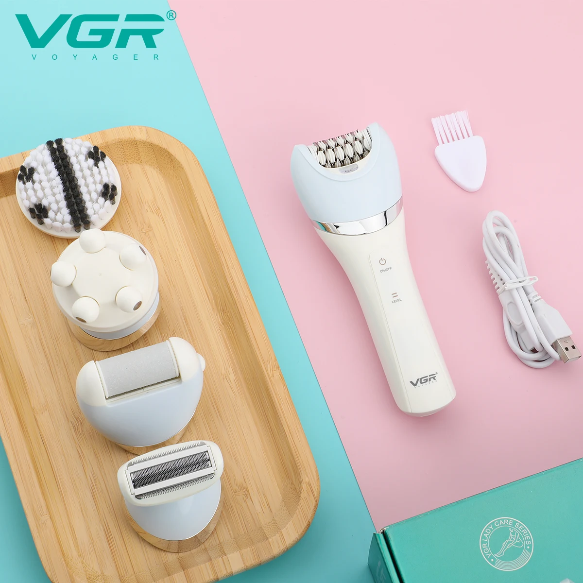 VGR V-703 Épilateur 5 en 1 – Épilation, Soin Visage & Pédicure pour Femme