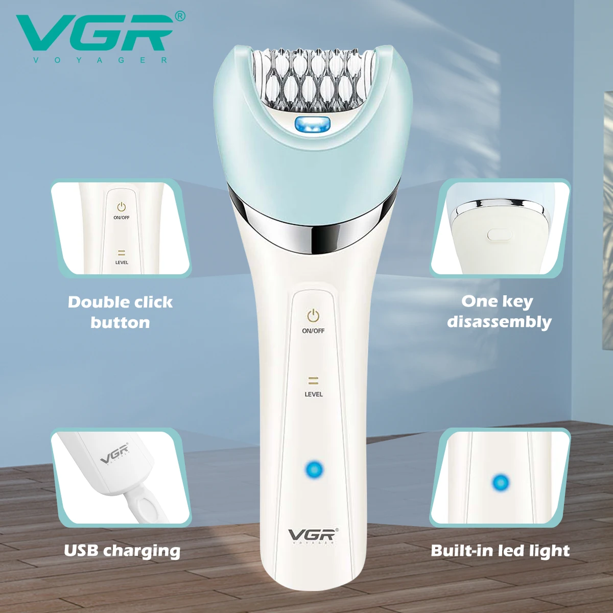 VGR V-703 Épilateur 5 en 1 – Épilation, Soin Visage & Pédicure pour Femme