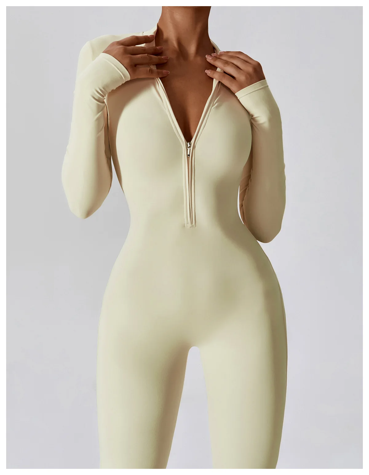 Combinaison Sport Yoga Femme Manches Longues – Séchage Rapide & Extensible 4 Voies