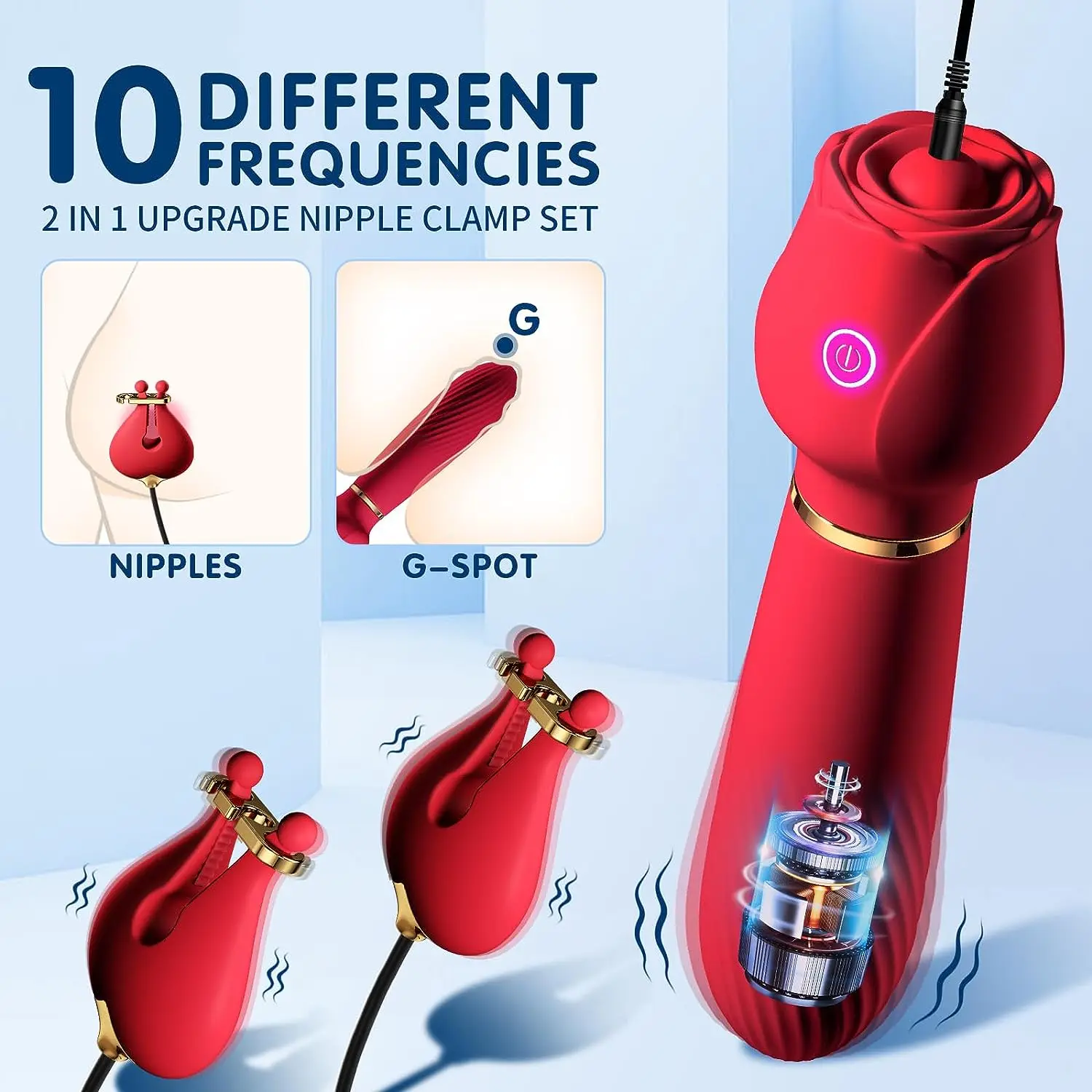Pince à Tétons 2-en-1 Rose Vibrante – Stimulateur Clitoridien & Mamelons pour Femme