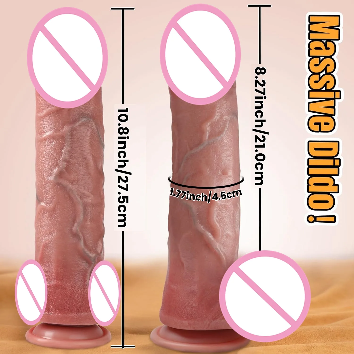 Gode Télescopique Chauffant 10,8" – Vibrateur Réaliste en Silicone avec Ventouse & Fonction Chauffante