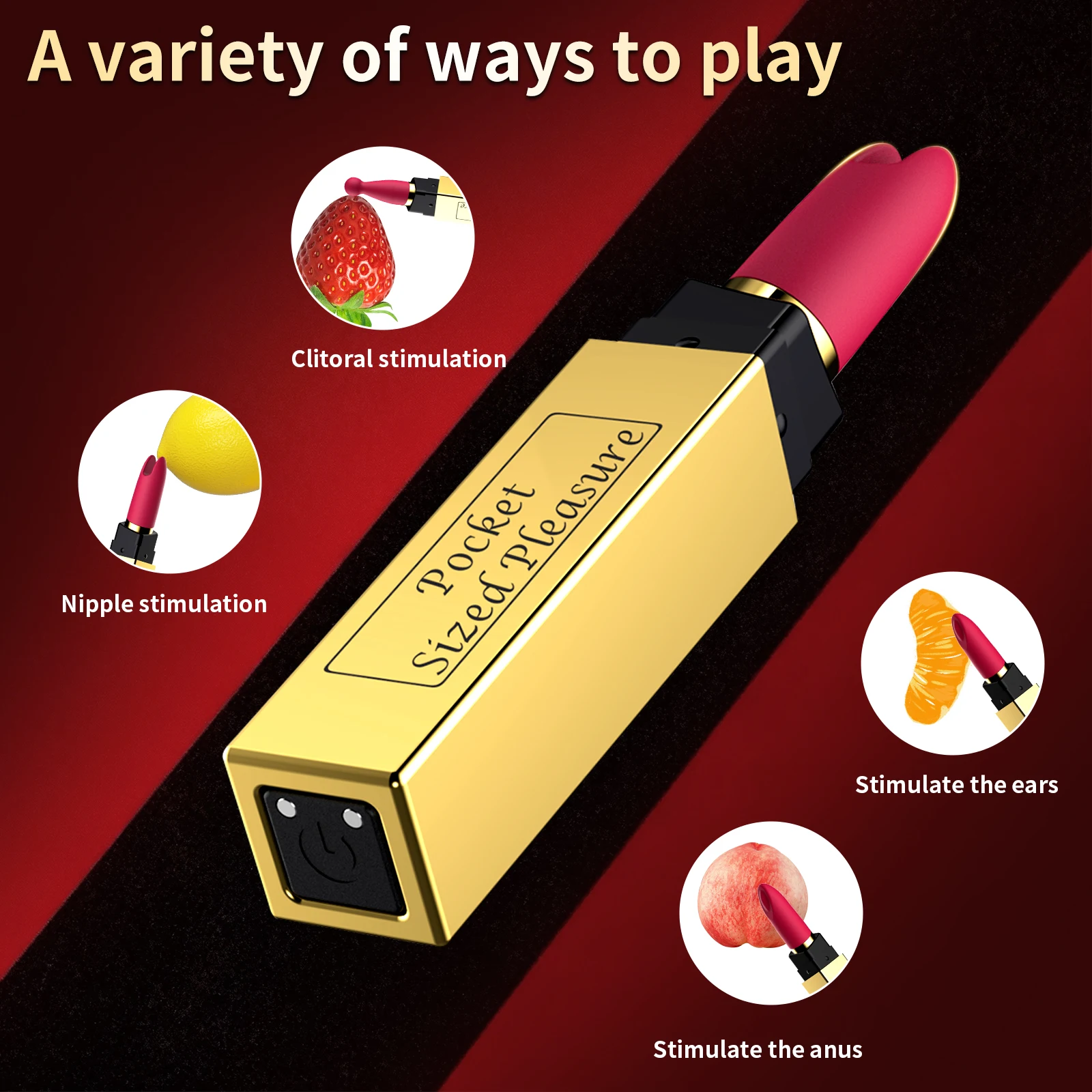 Mini Vibromasseur Rouge à Lèvres | Stimulateur Clitoridien 10 Modes | Rechargeable USB | 100% Étanche