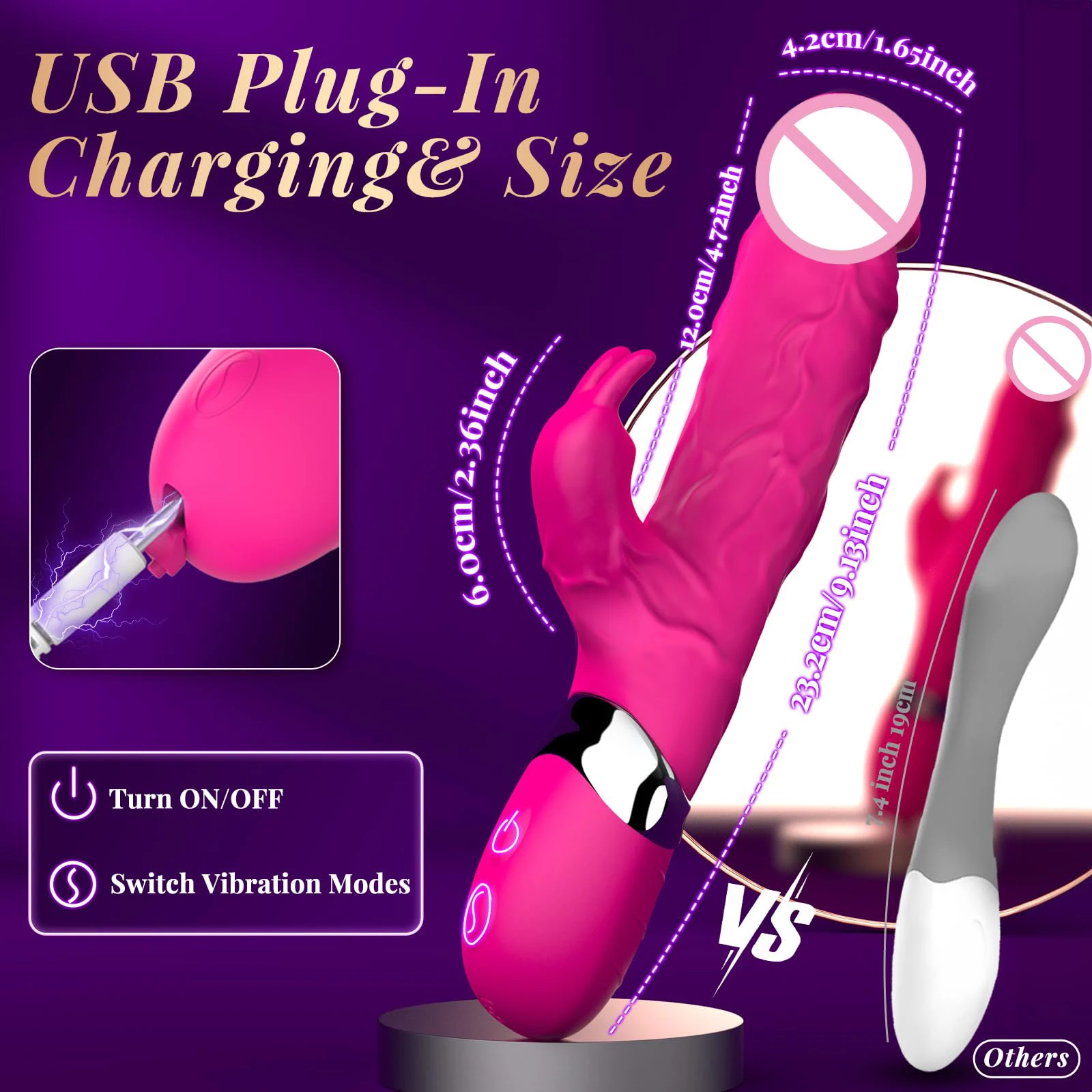 Vibromasseur Lapin Géant Gelance IA 3.0 – 7 Modes, Silicone Flexible, Étanche, Stimulation Clitoris & Point G