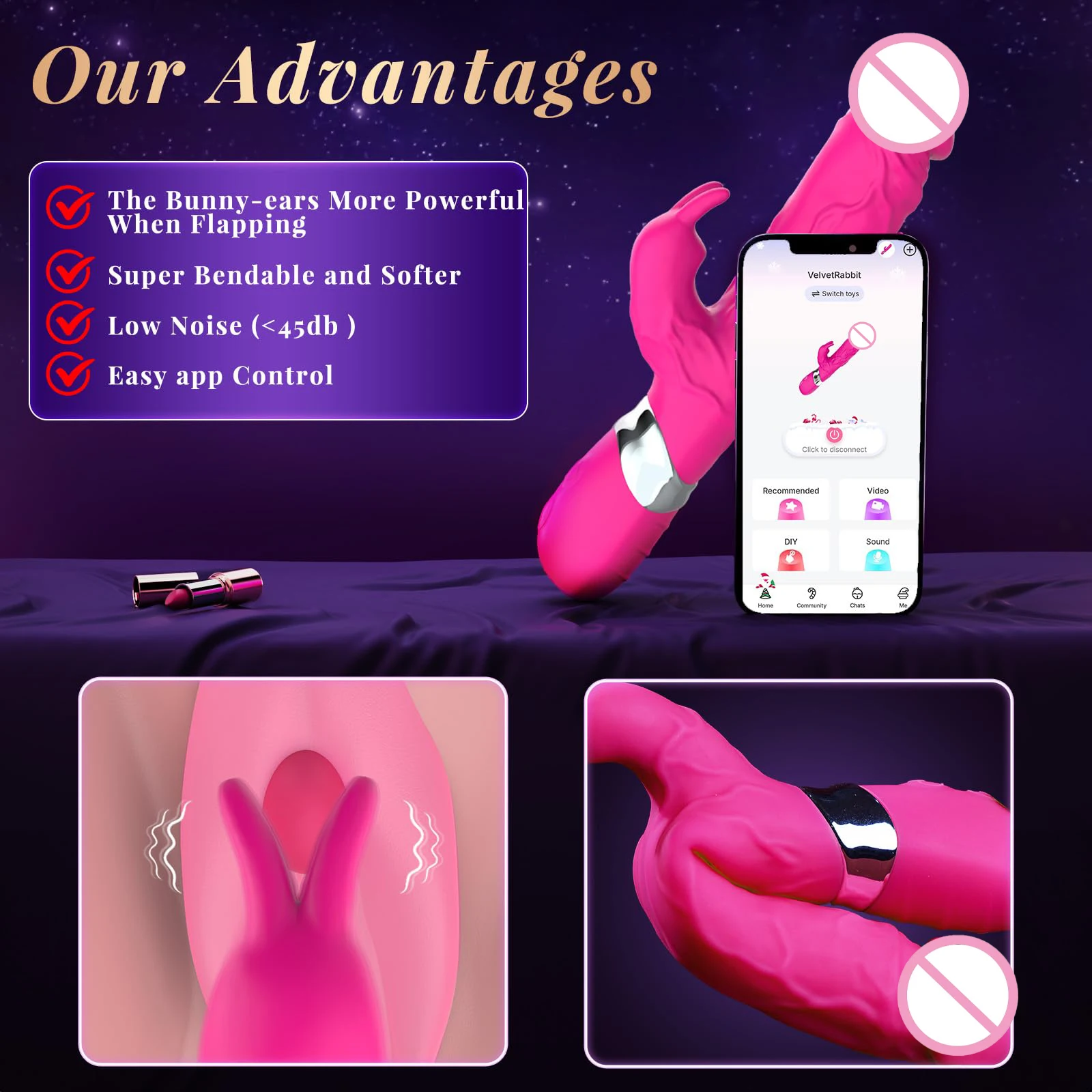 Vibromasseur Lapin Géant Gelance IA 3.0 – 7 Modes, Silicone Flexible, Étanche, Stimulation Clitoris & Point G
