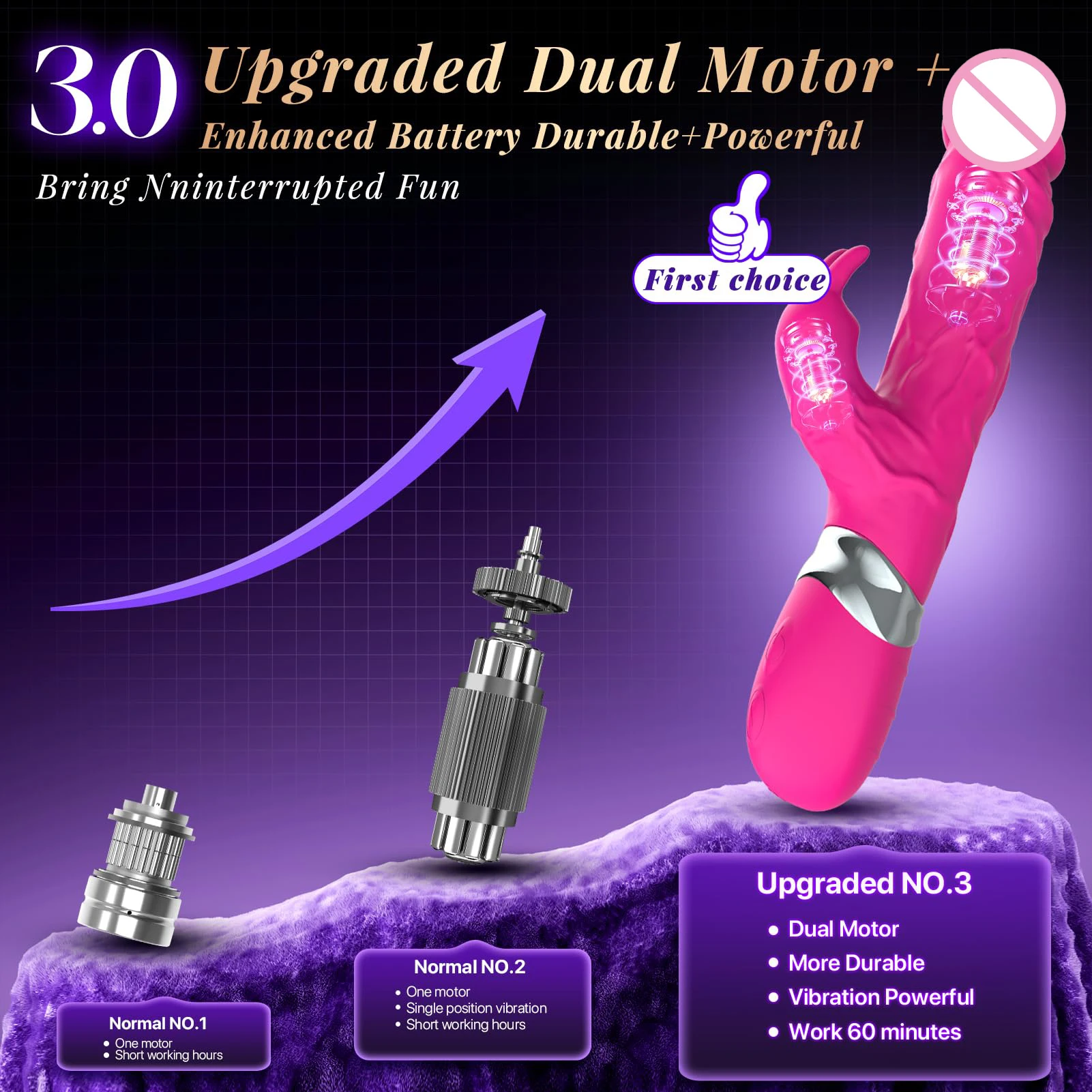 Vibromasseur Lapin Géant Gelance IA 3.0 – 7 Modes, Silicone Flexible, Étanche, Stimulation Clitoris & Point G